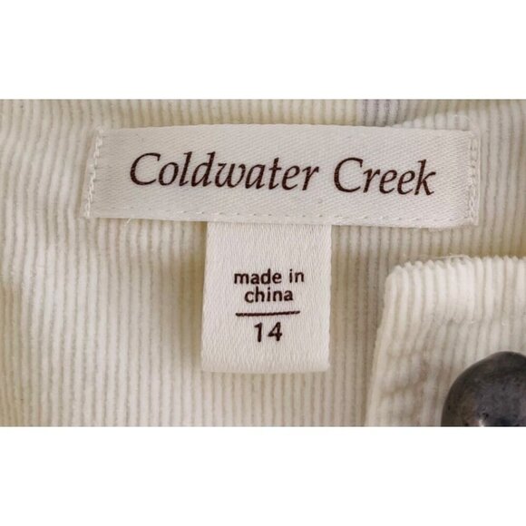 Coldwater Creek Womens Ivory Corduroy Button-Up Jacket Size 14 - Picture 2 of 5